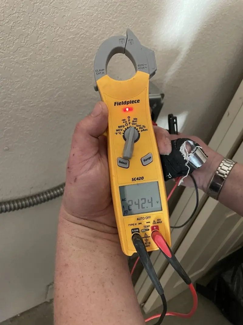 Voltage testing with clamp meter during Aluminum Wiring Replacement in Upper Providence